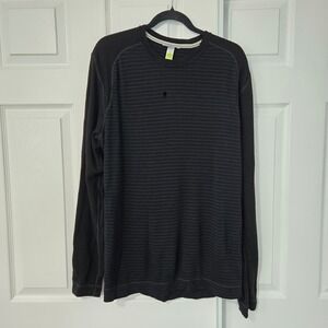 Smartwool Mens XL Merino Wool Base Layer Long Sleeve Shirt Black Striped Flawed